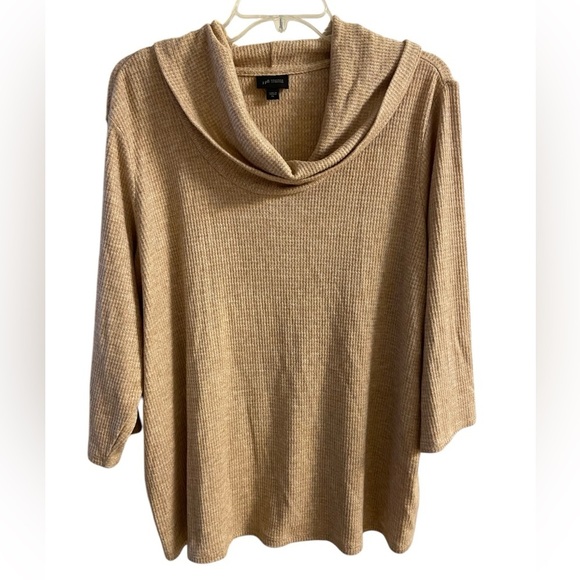 J Jill Wearever Collection XL Top Ribbed Tan Cowl Neck - Picture 1 of 7